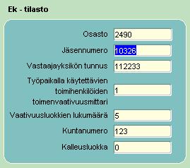 3 Osasto (OsastoId) Mikäli litossa on jako osastoihin käytössä, osastotunnus tallennetaan Palkanlaskennan perustietojen Konekieliset aineistot välilehdeltä löytyvään Ek-tilastot osuuden Osasto