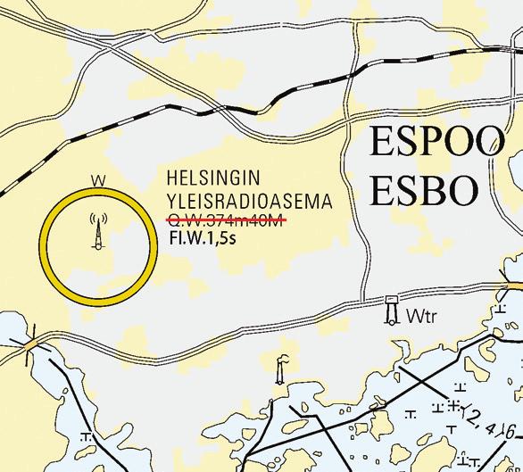 3 *296. 952 A,B/627 A,B GENERAL Suomi. Espoo. Linkkitorni. Muuttunut valotunnus. Karttamerkinnän muutos. Finland. Esbo. Rundradions länktorn. Ändrad ljuskaraktär. Ändrad kartmarkering. Finland. Espoo. YLE Transmission Tower.