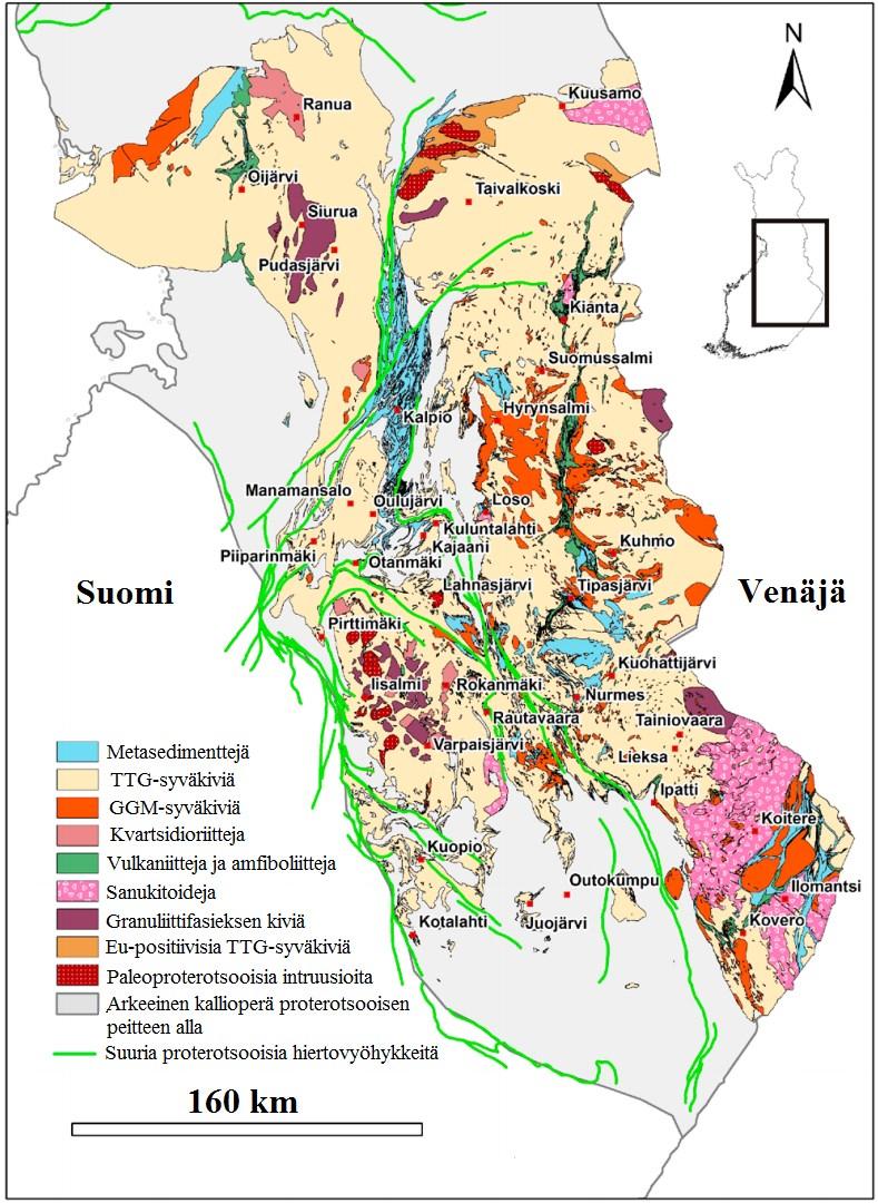 Kuva 5. Itä- ja Keski-Suomen arkeeinen alue Höltän et al.