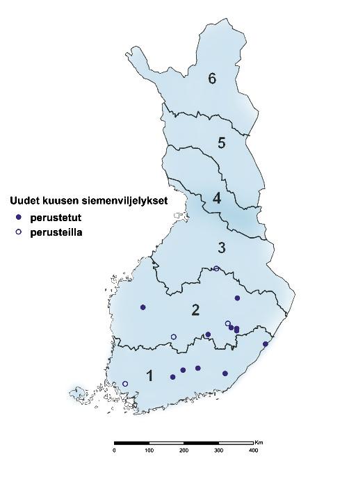 LUKE TAIMIUUTISET 1 2015 Pinta-ala, ha Pinta-ala, ha 700 600 500 400 300 200 100 0 Uusien mäntysiemenviljelysten perustamistilanne 12/2014 0 1 2 3 4 5 6 7 8 9 Yhteensä Lähtöisyysalue Kuva 3.