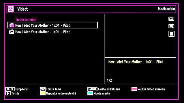 Videoiden katsominen USB-muistin kautta Keltainen.