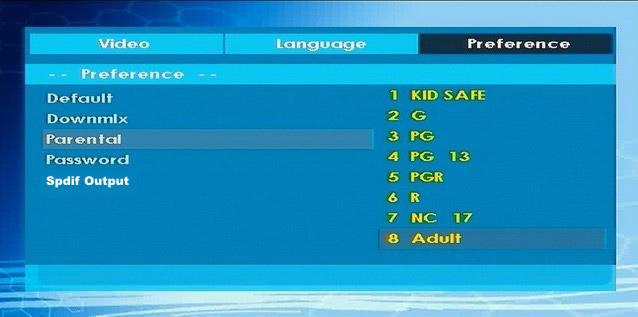 PARENTAL (Parental Level) Playing some DVDs can be limited depending on the age of users. The Parental Control function allows playback limitation level to be set by the parent.