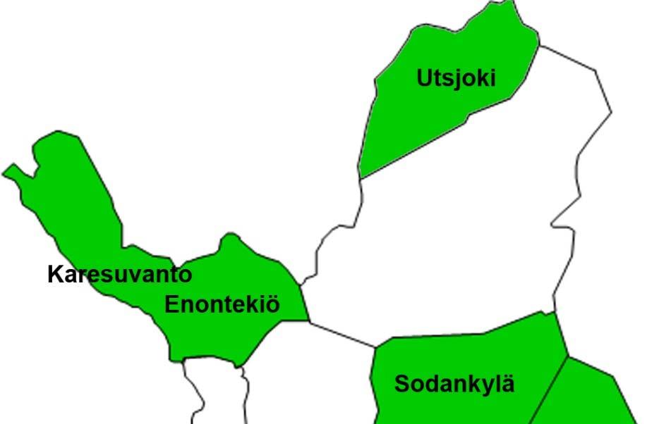 Virtu-palvelupisteiden kunnat Enontekiö: kunnan virastotalo Enontekiö, Karesuvanto: koulu Kemijärvi: Sairaala Lapponia Kemijärvi: Saura säätiö