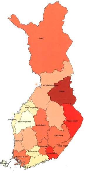 Maahanmuuttajat muita useammin työttöminä Ulkomaalaisten työttömyysaste 2014 51-58 % (1) Kainuu 43-51 (2) 35-43 (6) Lappi 27-35 (4) P-Pmaa 19-27 (4) 11-19 (2) Maahanmuuttajien työttömyyteen liittyy