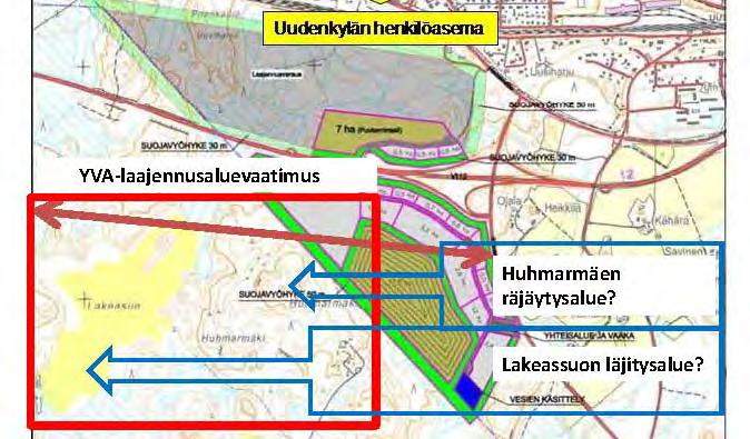 Luontoselvityksen täydentäminen Toistan tässä edellä tässä luvussa esittämäni vaatimuksen, että Huhmarmäen kaatopaikan luontoselvitystä on täydennettävä kartassa yllä ilmenevältä punaisella rajatulla