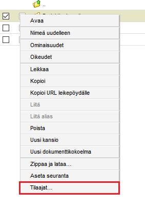 Dokumentin ja kansion tilaukset muille käyttäjille Käyttäjät voivat nyt aloittaa tilauksia muille käyttäjille kansioon tai dokumenttiin.