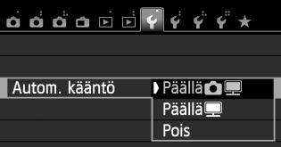 Valitse vaihtoehto ja paina sitten <0>-painiketta. [PäälläzD] : Pystykuva käännetään automaattisesti toiston aikana sekä kameran LCD-näytössä että tietokoneessa.