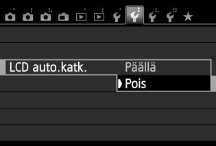 Kätevät ominaisuudet 3 LCD-näytön automaattisen sammumisen estäminen Voit estää näyttö pois -anturia sammuttamasta LCD-näytön kuvausasetusnäyttöä