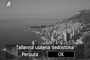 U Luovien suotimien käyttäminen kuvaan 5 Tallenna kuva. Tallenna kuva valitsemalla [OK]. Tarkista tallennuskansio ja tiedostonumero ja valitse sitten [OK].