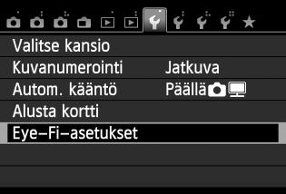 Eye-Fi-korttien käyttäminen Kun erikseen myytävä Eye-Fi-kortti on asetettu, voit siirtää ottamiasi kuvia automaattisesti tietokoneeseen tai ladata niitä verkkopalveluun langattoman lähiverkon kautta.