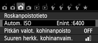 3 Valikkotoiminnot Valikkoasetusten määrittäminen 1 2 3 4 5 6 Näytä valikkonäyttö. Avaa valikkonäyttö painamalla <M>-painiketta. Valitse välilehti. Valitse valikon välilehti <U>-painikkeilla.