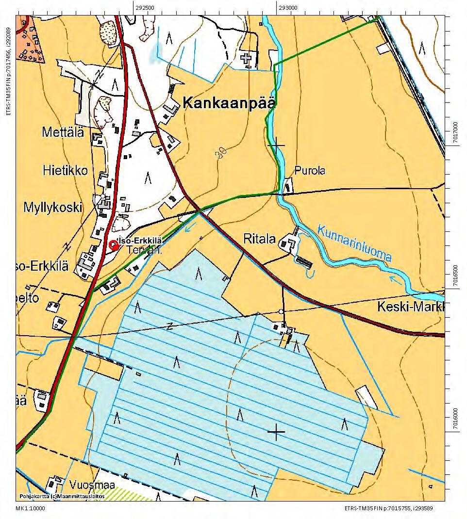 Kauhava Iso Erkkilä. Peruskarttaote 1:10000.