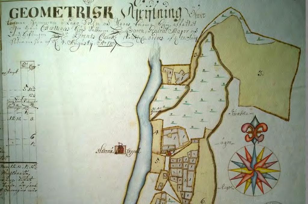 Vuoden 1709 kartta Vuohisluoman kylästä