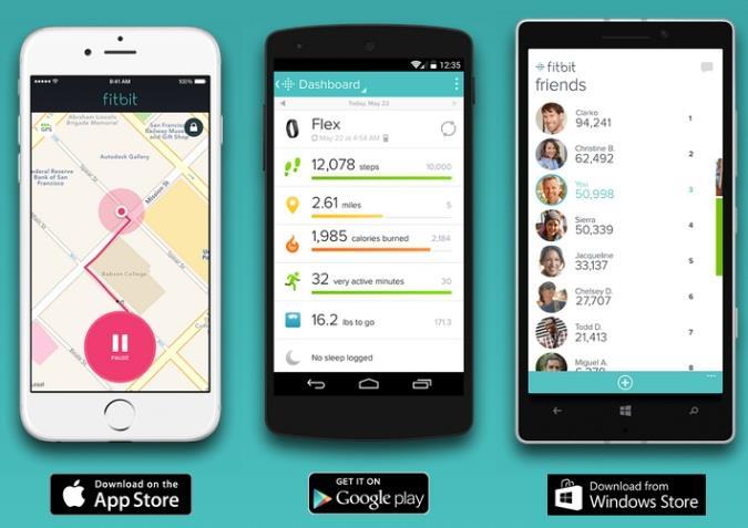 FITBIT Fitbit:in ohjelmistotarjonta kattaa: Mobiilisovelluksen Android, ios ja Windows Phone käyttöjärjestelmille.
