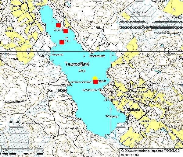 Klorofylli-α-pitoisuudessa näkyi niin ikään järven rehevyys (YSI-mittaus 40,6 µg/l 1 m:ssä). Matalassa vedessä happea riitti, vaikka pohjan tuntumassa jäljellä oli enää noin 10 % kyllästysaste.