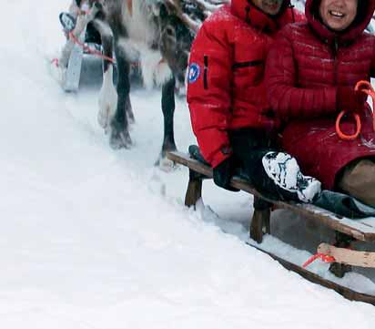 The sleigh rides are organised by a professional guide who also tells visitors about the life of a reindeer.