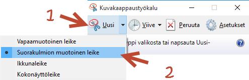 Ohjelman käyttöliittymä on yksinkertainen, koska valintoja on vain neljä.