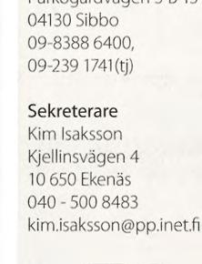 fi Viceordförande Björn Weckström Parkögårdvägen 5 B 15 04130 Sibbo 09-8388 6400, 09-239