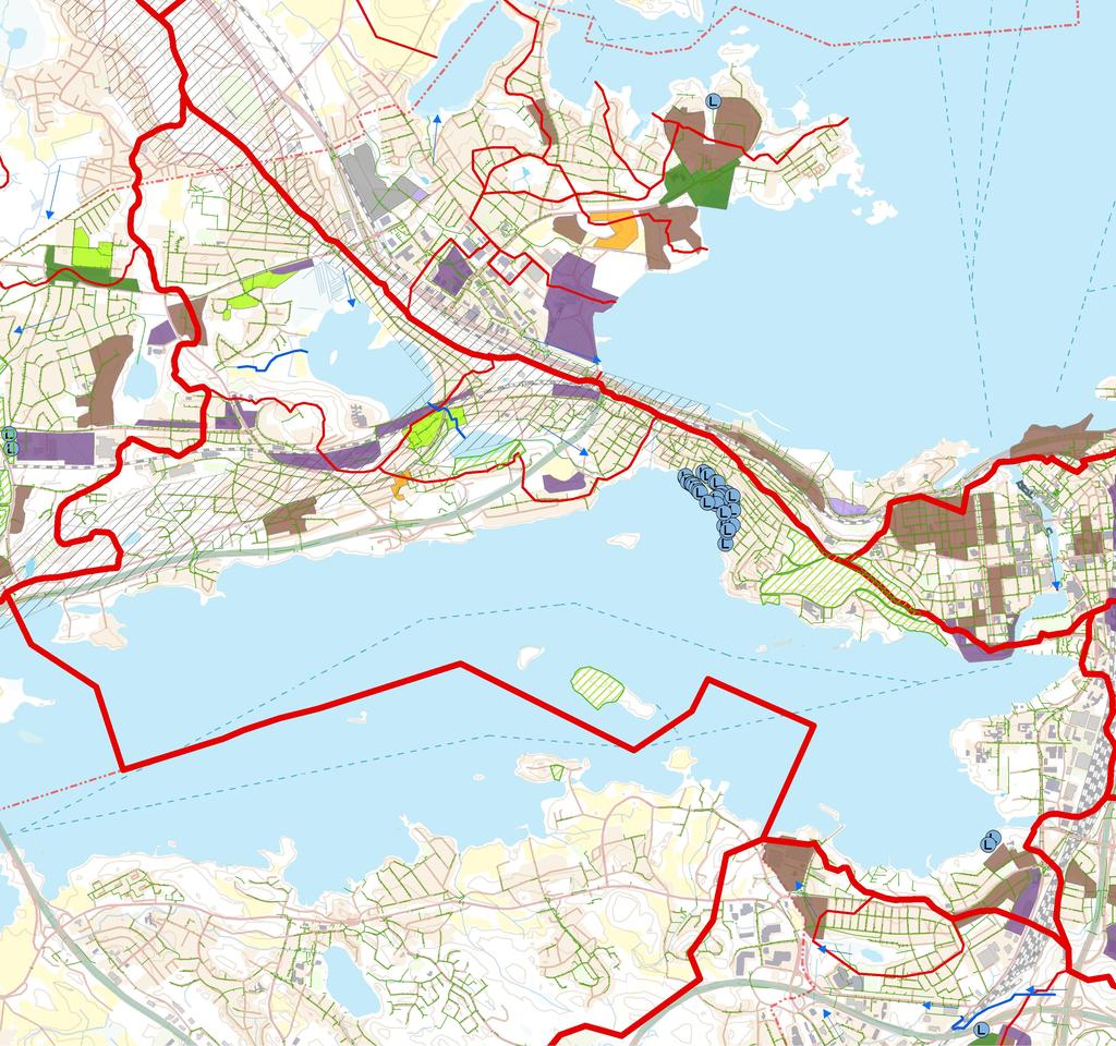 Pyhäjärven lähivaluma-alue Perkiö n ydy Ry Puro/oja n lah d en oja u Myllyp a oj i Hulevesiverkosto Järvi/lampi ro.) ( ei vir en em i N (e oja Virtaussuunta.