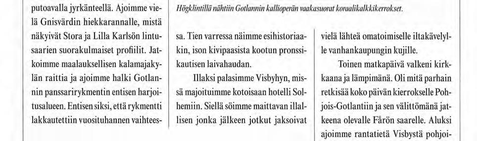 Matka jatkui Visbyn eteläpuoleiselle maaseudulle, missä jaloittelimme Högklint nimisellä 25 metriä merenpinnan yläpuolelle kohoavalla pystysuoraan mereen putoavalla jyrkänteellä.