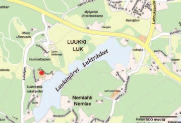 LIITE 4 LUUKKI (Luu) Opaskartta Espoon kaupunki Osoite: Luukinranta 1 Mittausparametrit: SO 2, NO, NO 2, O 3, PM 2,5, sadeaika, lämpötila Koordinaatit (KKJ): 668934:253828 Näytteenottokorkeus: