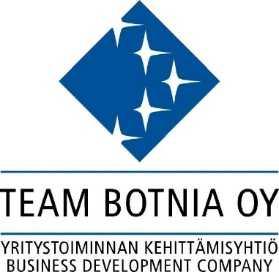 SISÄLTÖ 1. TAUSTAA 2. SOPIMUKSEN TARKOITUS 3. TAVOITTEET 4. TOIMENPITEET 4.1 Yritystalo Team Botnia Bothnian Business House 4.2 Yrityksen elinkaaren aikaiset neuvontapalvelut ja palveluohjaus 4.2.1 Yrityksen perustamisvaiheen tuki 4.