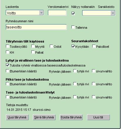 Siirrä tili ( Alt S ) Siirrä tili painikkeella tili voidaan siirtää puurakenteen sisällä ryhmästä toiseen. Ensin aktivoidaan siirrettävä tili ja klikataan Siirrä tili painiketta.