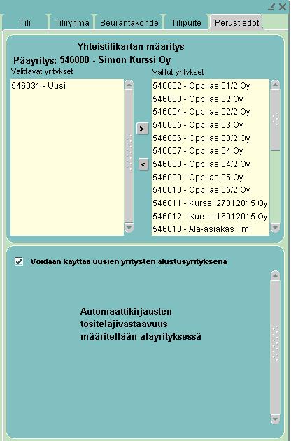 8.2 Perustiedot- välilehti Perustiedot- välilehdellä määritellään yhteistilikartta.