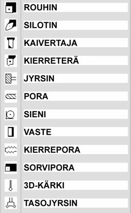 10 Työkalujen hallinta 01/2008 10.2 Työkalujen lisääminen työkalulistaan 10 10.