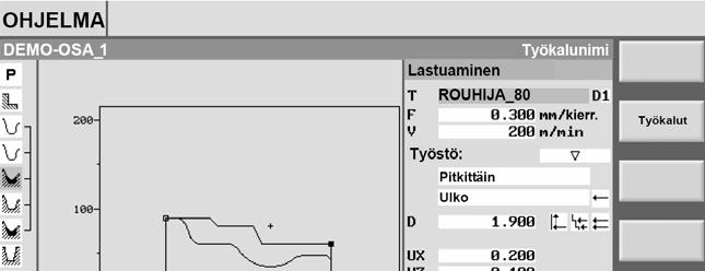 1 Johdanto 01/2008 1.3 Käyttöliittymä 1 Oikealle osoittavalla kursoripainikkeella voidaan avata työsuunnitelmassa ohjelmalause.