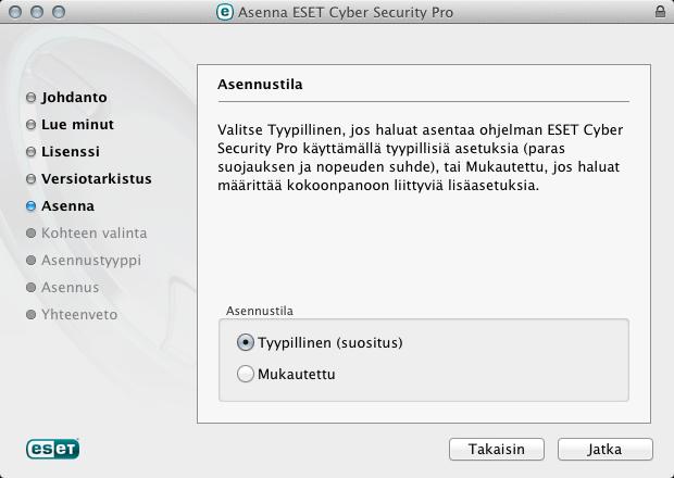 Tyypillinen Vain tärkeimmät parametrit määritetään asennuksen aikana. Muut parametrit määritetään valmiiksi niiden suositeltujen asetusten mukaan.