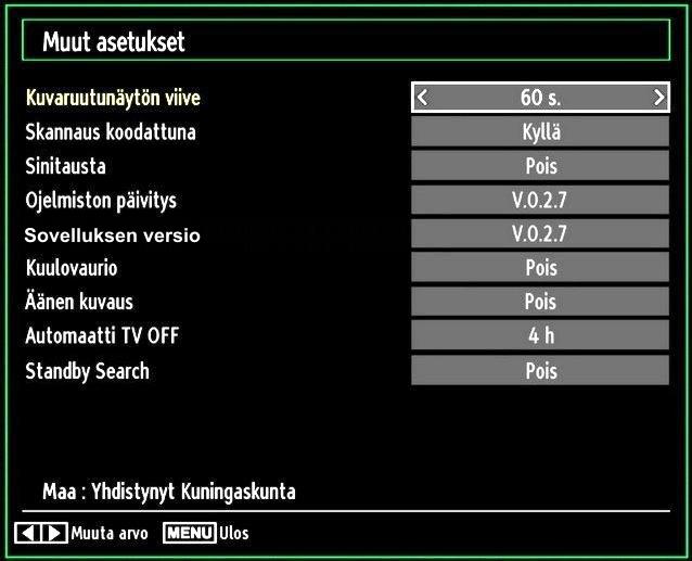 Muuta Aikavyöhykettä tai painikkeilla tilojen GMT-12 tai GMT+12 välilläl. Päivämäärä/aika valikon yläosassa muuttuu valitun aikavyöhykkeen mukaan. Muutokset tallentuvat automaattisesti.