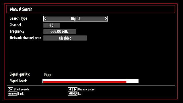 Digital Cable & Analogue: Searches and stores both analogue and cable DVB stations. Whenever you select an automatic search type and press OK button, a confirmation screen will appear on the screen.
