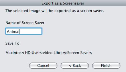 Jos valitsit [Export as a Screensaver/Vie näytönsäästäjäksi]: Voit viedä
