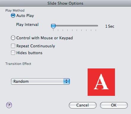 [Control with Mouse or Keypad/Ohjaus hiirellä tai näppäimistöllä]: Diaesitys siirtyy eteenpäin hiirtä tai näppäimistöä käyttämällä.