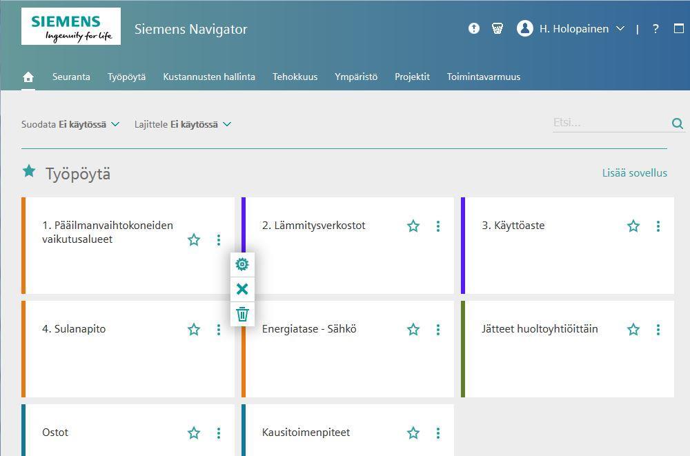 Aloitussivu suosikit Aloitussivulla voit merkitä sovellusryhmän tai sovelluksen suosikiksi valitsemalla -kuvakkeen.