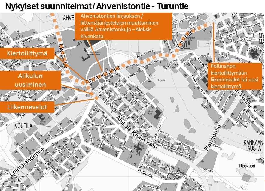 Liikenneselvityksen päivityksen (Hämeenlinnan kaupunki, 2015) mukaan uudelle Marssitien jatkeelle ei ole kannattavaa ohjata Vuorentaantien läpikulkevaa liikennettä, koska matka-aika keskustan