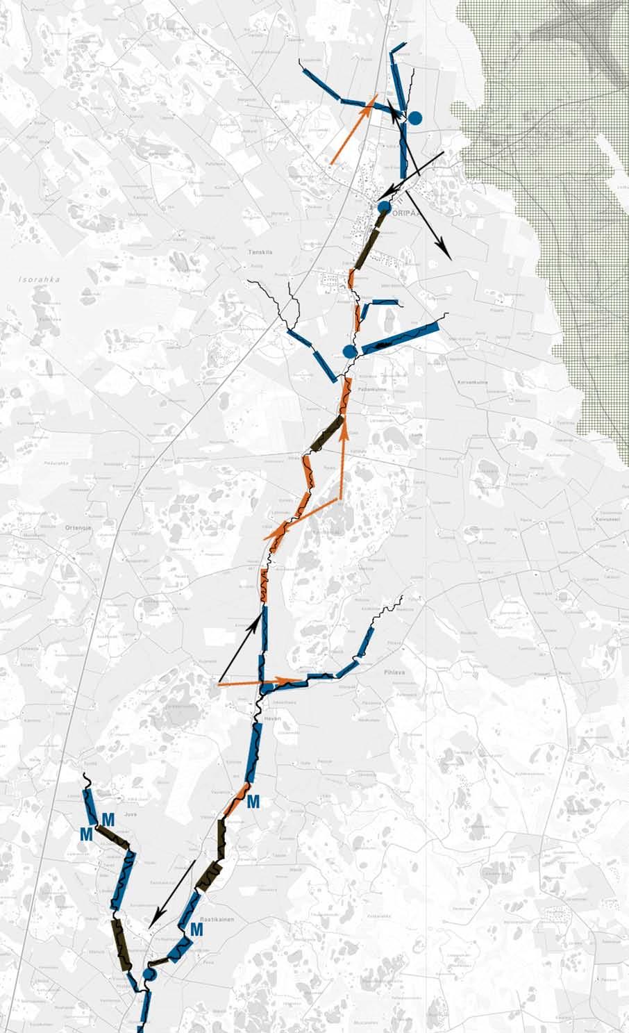 Jokikäytävän maisemasuunnitelma M Myllypaikka Mahdollinen kosteikkopaikka Joki Avoin rantavyöhyke (s.