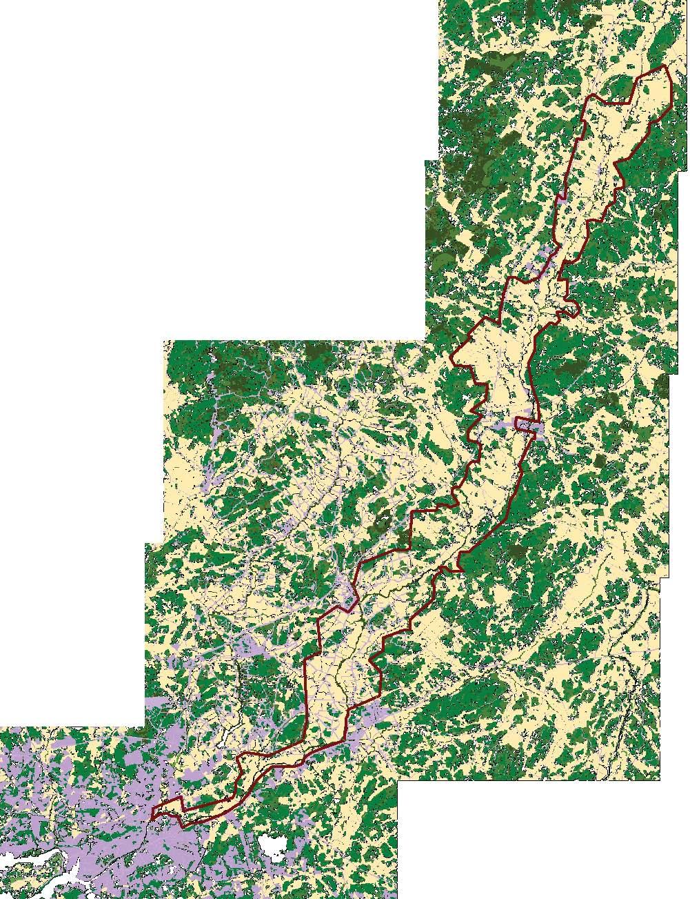 Peitteisyys 1: 200 000 Viljelyala Taajamat, tiet ja asutuskeskittymät Metsäiset alueet Valtakunnallisesti arvokas maisema-alue LUKU 2.