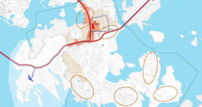 Uusi liikekeskus rakentuu nykyisen kupeeseen ja alueen keskustaa täydennysrakennetaan ja ympäristön laatua kohennetaan.