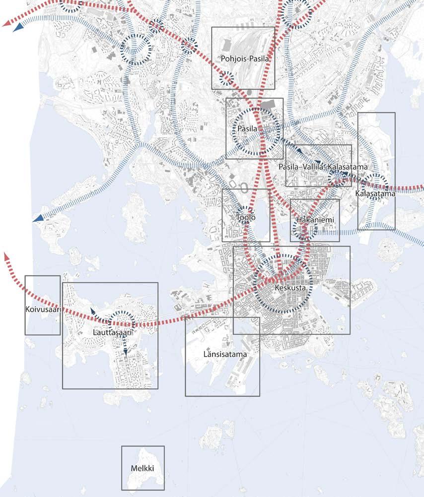 51 Eteläinen Helsinki Eteläinen Helsinki on koko seudun ja valtakunnan pääkeskus myös tulevaisuudessa. Alueella sijaitsevat tärkeimmät kulttuurin, politiikan ja elinkeinoelämän merkkirakennukset.