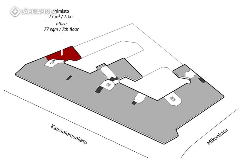 Vuokrataan: Toimisto 77 m² / 7. krs.