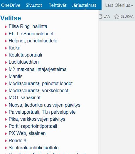 -> Sentraali- puhelinluettelo - Sentraalista numeroita voi hakea monilla hakukriteereillä: nimillä (joku saattaa ottaa liittymän