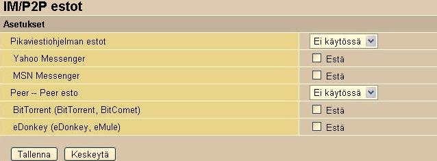 4.5.4.5 IM/P2P-estot Toiminnolla voi muuttaa