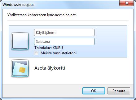 Käyttöohje Palvelusarja L 2 (5) Työpöydälle avautuu ponnahdusikkunana ao. käyttäjätunnus-salasana -ruutu.