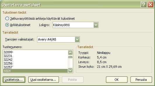 8 Asiakirjaan tulee taulukko, jossa yksi
