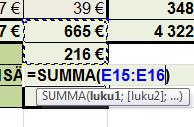 25 Alennukset yhteensä -kohtaan tulee summa alennuksista eli siihen lasketaan vain kaksi yläpuolella olevaa lukua yhteen.
