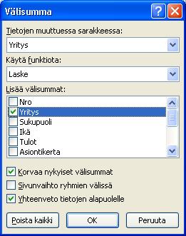 51 Klikkaa ok. Taulukon ulkonäkö muuttuu. Vasempaan reunaan ilmestyy palsta, jonka yläreunassa on luvut 1, 2 ja 3.
