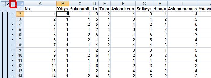 välisumma-tilasta Välisumma-painikkeesta Tiedot-valintanauhalla ja klikkaamalla avautuvasta ikkunasta Poista kaikki painiketta. Tehdään vielä yksi Välisumma-taulukko.