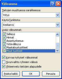 53 Lisää välisummat, rasti ruutuihin: Selkeys, Hinnat, Asiantuntemus, Ystävällisyys,